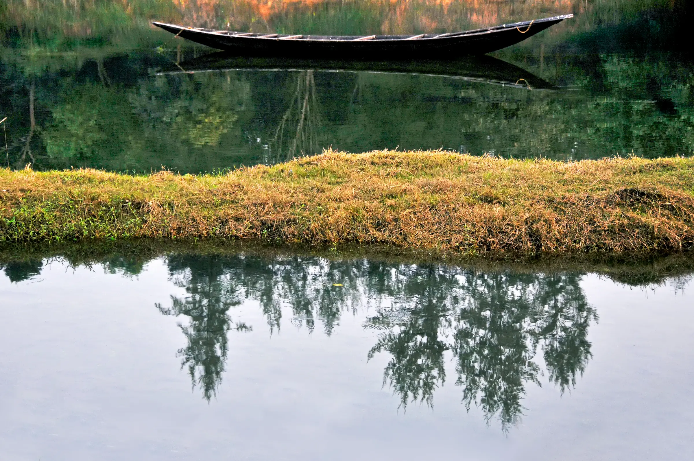Boat And Tree Reflection Abstract Photography by Twin Lens Kolkata