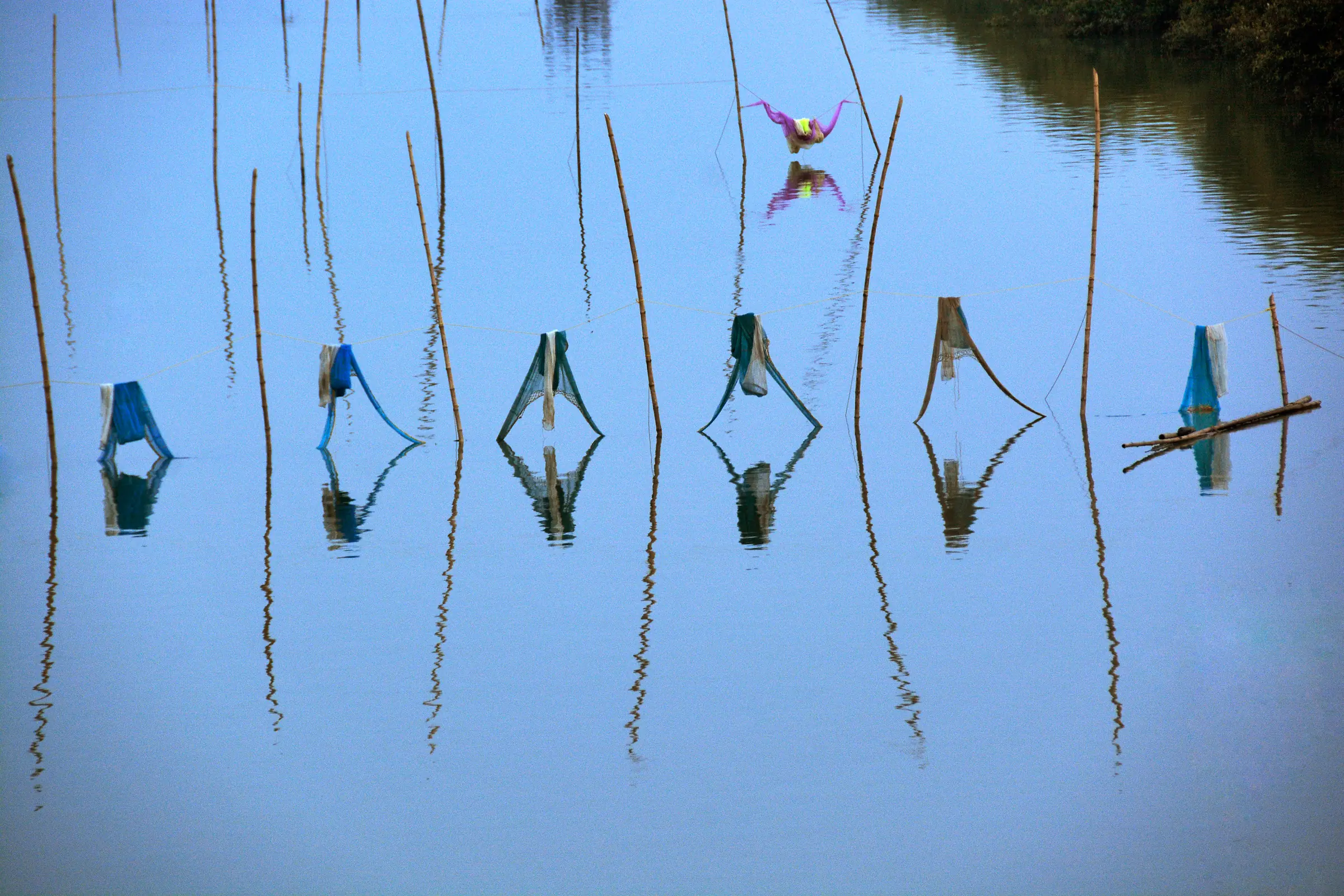 Colorful Kites Reflected In Water by Twin Lens Kolkata