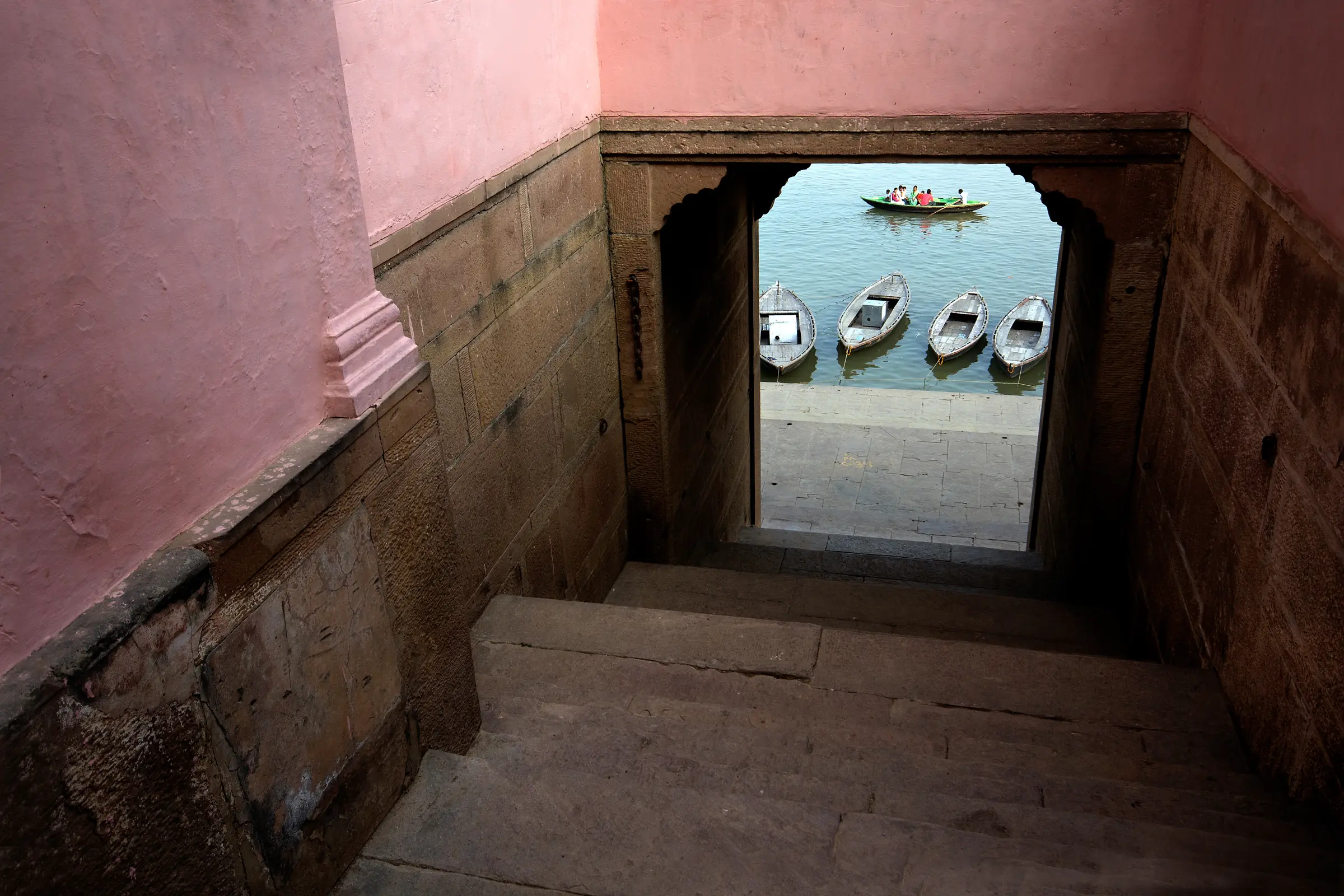Heritage Stairway Leading To River Boats by Twin Lens